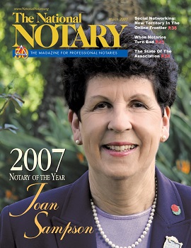 NNA 2007 Notary Of The Year Joan Sampson: A Look Back